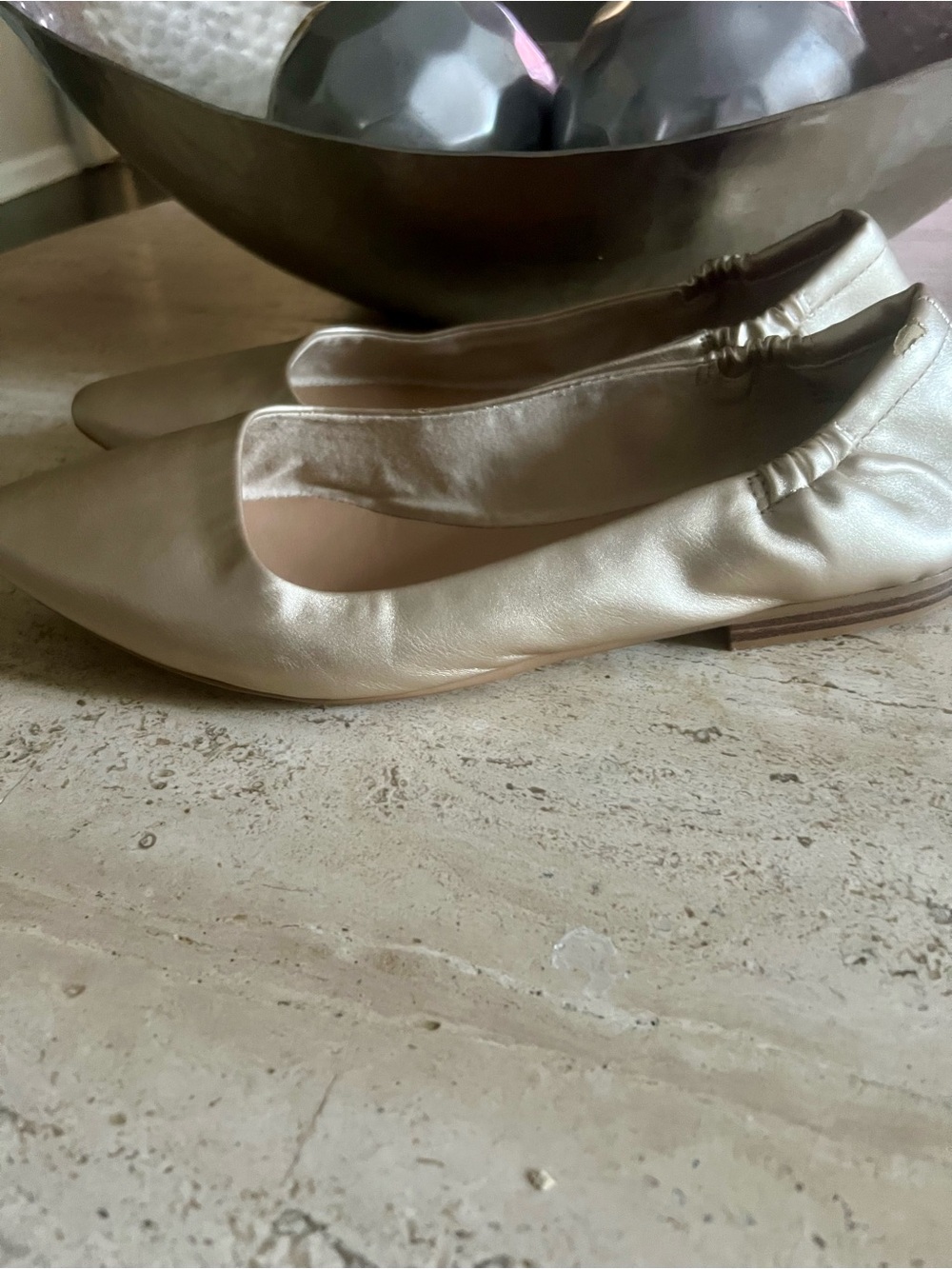 crown & ivy Metallic Champagne Ballet Flats